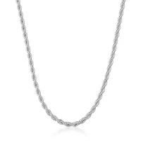 Colar cordão baiano ródio branco (45cm)