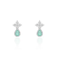 Brinco Lillet esmeralda colombiana fusion ródio branco