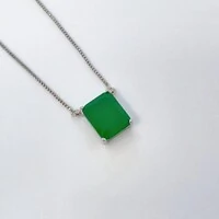 Colar retângulo esmeralda fusion ródio branco