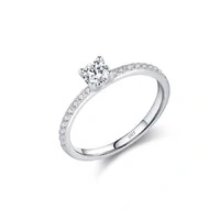 Anel solitário moissanite cravejado 0.3ct prata 925 (4mm)