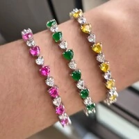 Pulseira riviera Love zircônias turmalina pink ródio branco