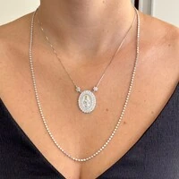 Colar medalha Nossa Senhora das Graças cravejado prata 925