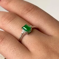 Anel Clara retângulo esmeralda fusion prata 925