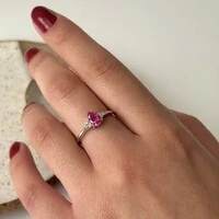 Anel Liana gota zircônia turmalina pink prata 925