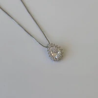 Colar Fran gota zircônia branca ródio branco