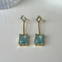 Brinco Amanda zircônias água marinha ouro