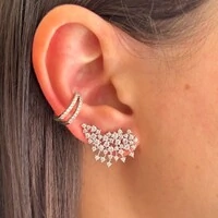Brinco ear cuff Explosion zircônias brancas ródio branco