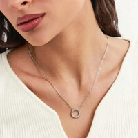 Colar Orbit círculo zircônias brancas mix de banhos