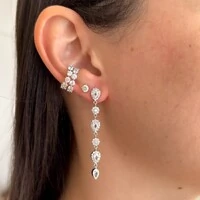 Brinco Dinah gotas zircônia branca ródio branco