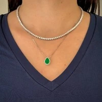 Colar Lola gota esmeralda fusion prata 925
