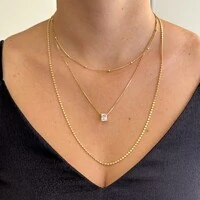 Colar Focus retângulo zircônia branca ouro