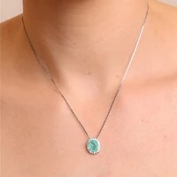 Colar mini Intense oval esmeralda colombiana fusion prata 925