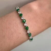 Pulseira riviera Love esmeralda fusion ródio branco