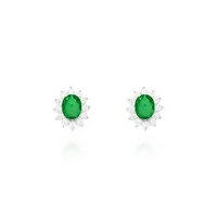 Brinco Carol oval esmeralda fusion ródio branco