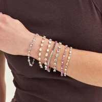 Pulseira riviera Anna zircônias turmalina pink ródio branco