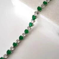 Pulseira riviera Love esmeralda fusion ródio branco