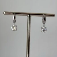 Brinco argola ponto luz Moissanite 1.0ct prata 925 (6.5mm)