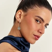 Brinco Amanda zircônias água marinha ouro