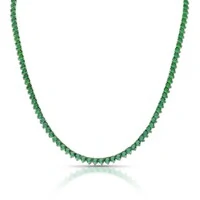 Colar riviera zircônias esmeralda ródio branco (46cm)