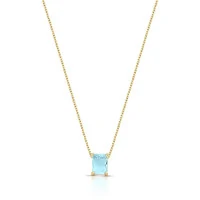 Colar Focus retângulo zircônia água marinha ouro