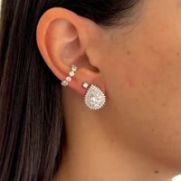 Brinco gota Lauren zircônia branca ródio branco