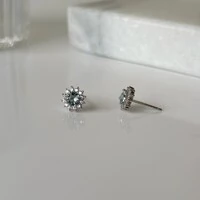 Brinco Molly redondo zircônias água marinha ródio branco