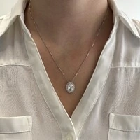 Colar oval Brenda zircônia branca ródio branco
