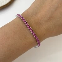 Pulseira classic riviera zircônias turmalina pink ródio branco