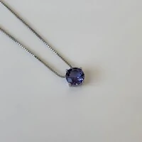 Colar ponto de luz zircônia tanzanita ródio branco (8mm)