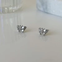 Brinco Pillar borboleta zircônias brancas prata 925