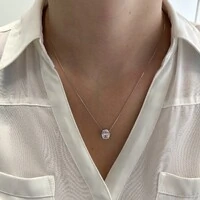 Colar oval Sasha zircônia branca ródio branco