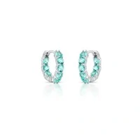 Brinco argola Nina zircônias esmeralda colombiana ródio branco