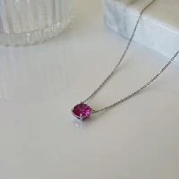 Colar redondo zircônia turmalina pink prata 925 (8mm)