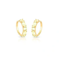 Brinco argola Lana zircônias turmalina menta ouro