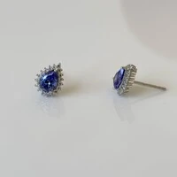Brinco Zoey gota zircônia tanzanita prata 925