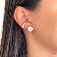 Brinco redondo ponto luz Moissanite 11mm prata 925