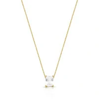 Colar Focus retângulo zircônia branca ouro