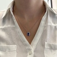 Colar oval Brenda zircônia tanzanita ródio branco