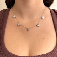 Colar Isa coração zircônias brancas ródio branco