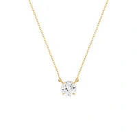 Colar ponto de luz Moissanite 1.0ct prata 925 banho ouro (6.5mm)