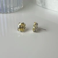 Brinco Lorena oval zircônia fancy yellow prata 925