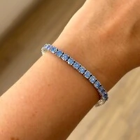 Pulseira classic riviera zircônias água marinha ródio branco (4mm)