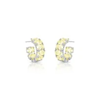 Brinco meia argola Kim zircônias fancy yellow ródio branco