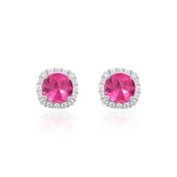Brinco Lella zircônia turmalina pink prata 925