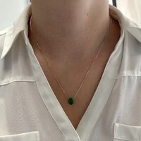 Colar oval Sasha esmeralda fusion ródio branco