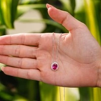 Colar mini Intense oval zircônia turmalina pink prata 925