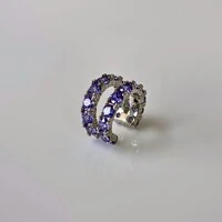 Piercing fake Wendy cravejado com zircônias tanzanita ródio branco