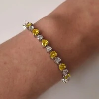 Pulseira riviera Love zircônias fancy yellow ródio branco
