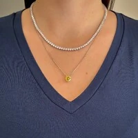 Colar ponto de luz zircônia fancy yellow ródio branco (8mm)