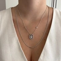 Colar medalha giratória Nossa Senhora das Graças ródio branco